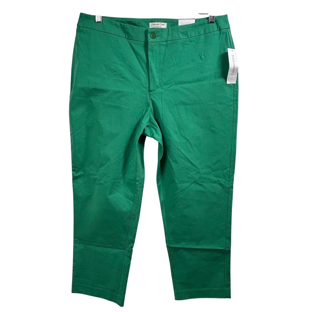 Coldwater Creek CottonLuxe Slim Ankle Pants Green Natural Fit Size 16 NWT